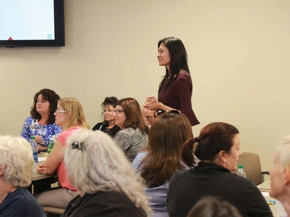A participant speaks at a 2018 UAHS LGBTQ+ Safe Zone workshop